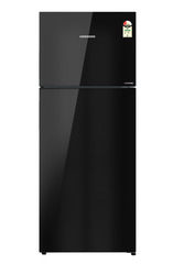 Product image, Perspective: straight closed, Fridge-freezer with NoFrost, Casing colour: grey, Door colour: Black Gloss