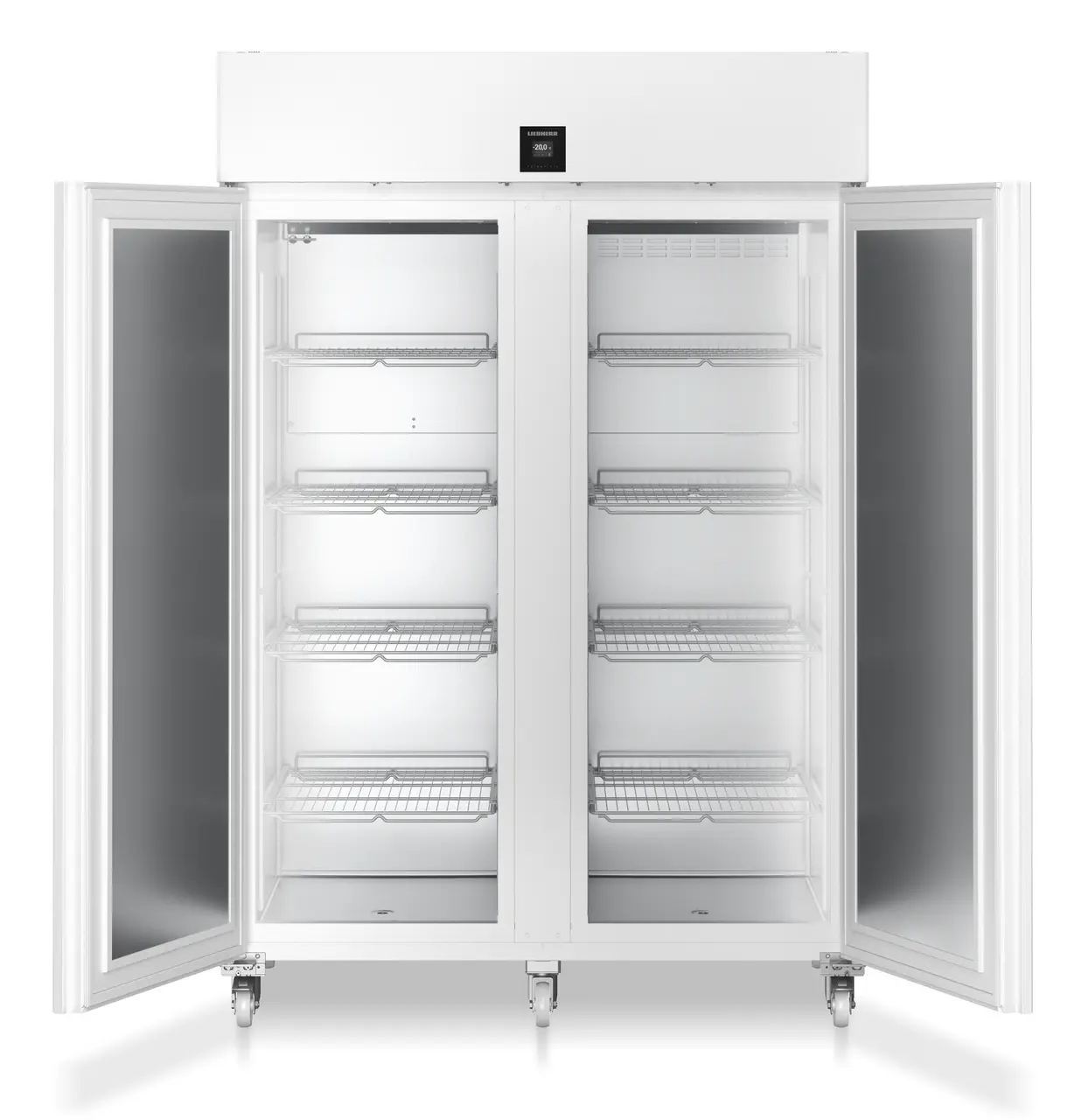 Product image, Perspective: straight open empty, Laboratory freezer with convection cooling, Casing colour: white, Door colour: white