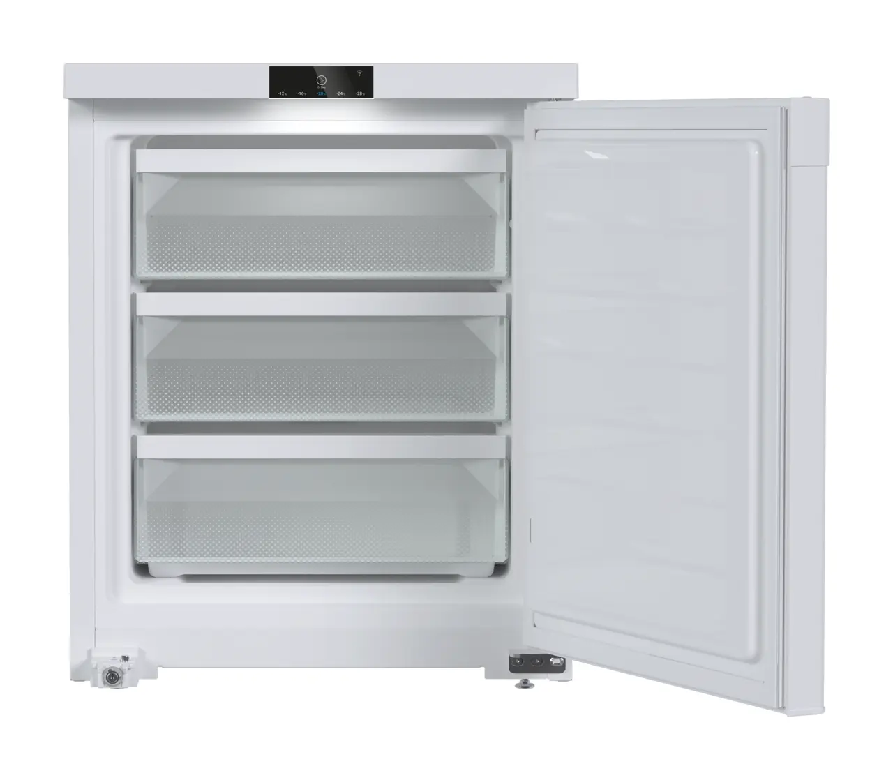 Изображение на продукта, Перспектива: Отпред, отворен, празен, Лабораторен фризер със статично охлаждане, Цвят на корпуса: бял, Цвят на вратата: бял