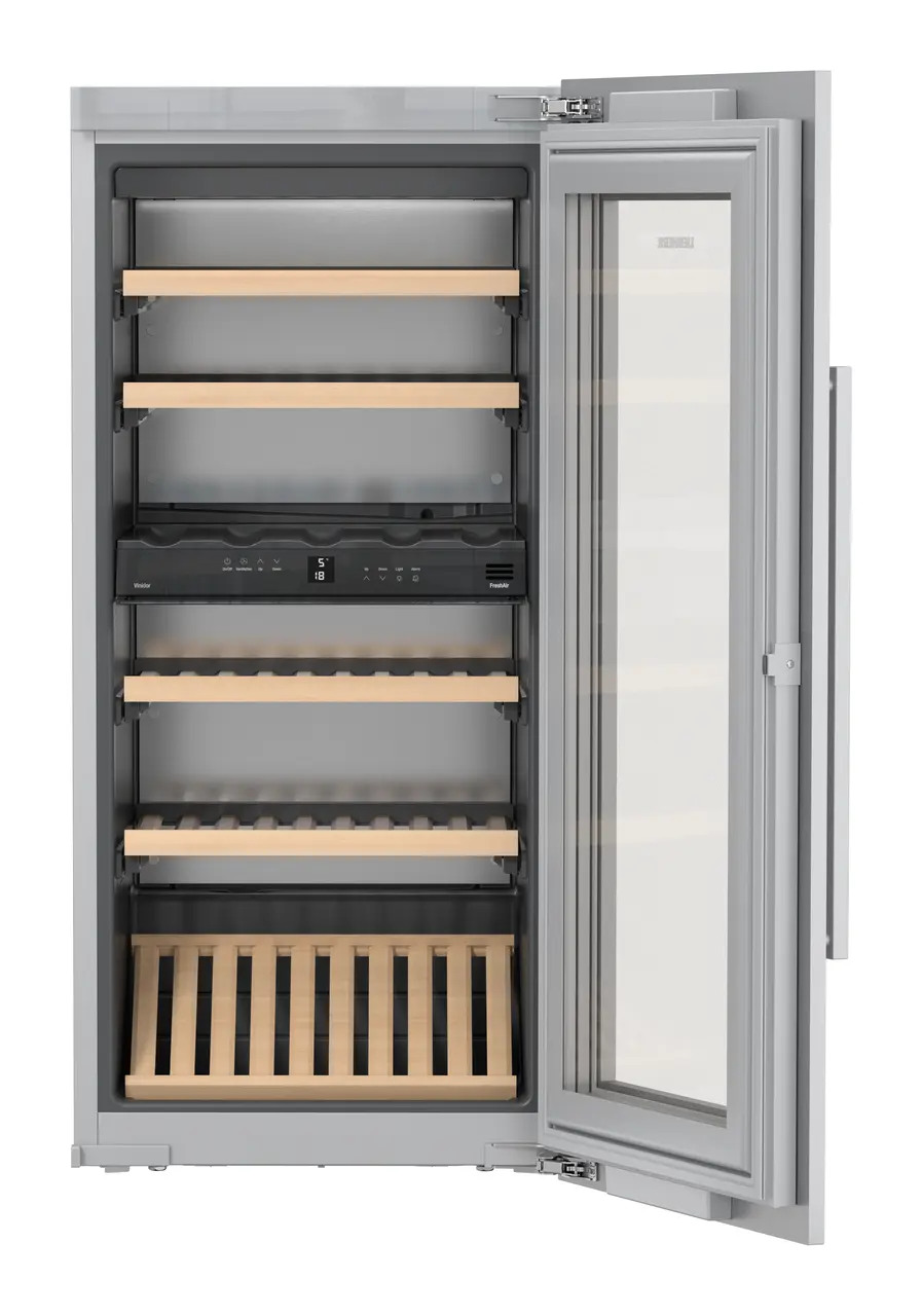 Product image, Perspective: special form, Built-in multi-temperature wine cabinet, Casing colour: silver, Door colour: silver