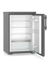 Product image, Perspective: oblique open empty, Table top refrigerator, Casing colour: DarkGrey, Door colour: DarkGrey