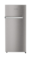 Product image, Perspective: straight closed, Single-door refrigerator 202 l in 3 star and horizontal handle, Casing colour: grey, Door colour: Stainless Steel