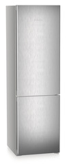 Product image, Perspective: oblique closed, Combined fridge-freezers with EasyFresh and NoFrost, Casing colour: silver, Door colour: Steelfinish