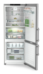 Product image, Perspective: straight open decorated, Fridge-freezer with BioFresh and NoFrost, Casing colour: silver, Door colour: stainless steel