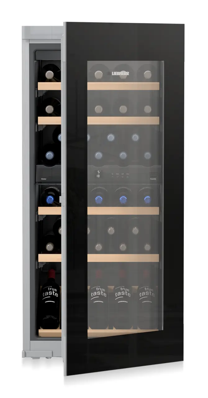 Product image, Perspective: special form, Built-in multi-temperature wine cabinet, Casing colour: silver, Door colour: GlassBlack