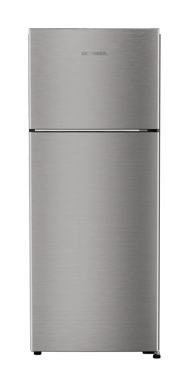 Product image, Perspective: straight closed, Fridge-freezer with NoFrost, Casing colour: grey, Door colour: Stainless Steel