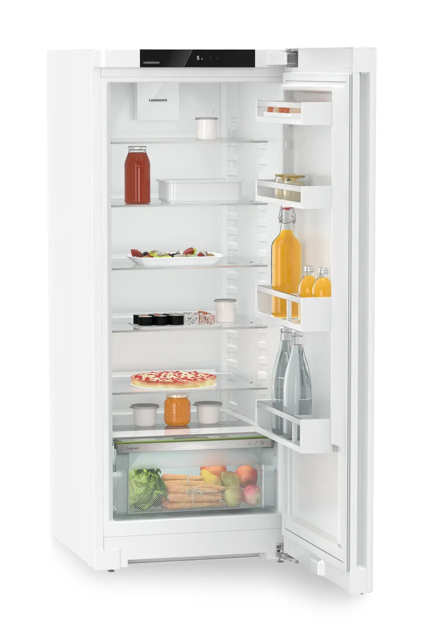 Produkt-Bild, Perspektive: schräg offen dekoriert, Standkühlschrank mit EasyFresh, Gehäusefarbe: Weiß, Türfarbe: Weiß