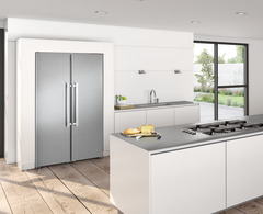 Product image, Perspective: milieu, Side-by-Side combination, Casing colour: silver, Door colour: stainless steel
