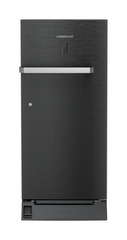 Product image, Perspective: straight closed, Single-door refrigerator 191 l with foot pedal base drawer and iCoolTouch UI, Casing colour: grey, Door colour: BlackSteel