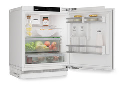 Product image, Perspective: oblique open decorated, Fridge suitable for undercounter installation with EasyFresh