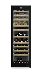Product image, Perspective: straight closed decorated, Multi-temperature wine cabinet, Casing colour: BlackSteel, Door colour: GlassBlack