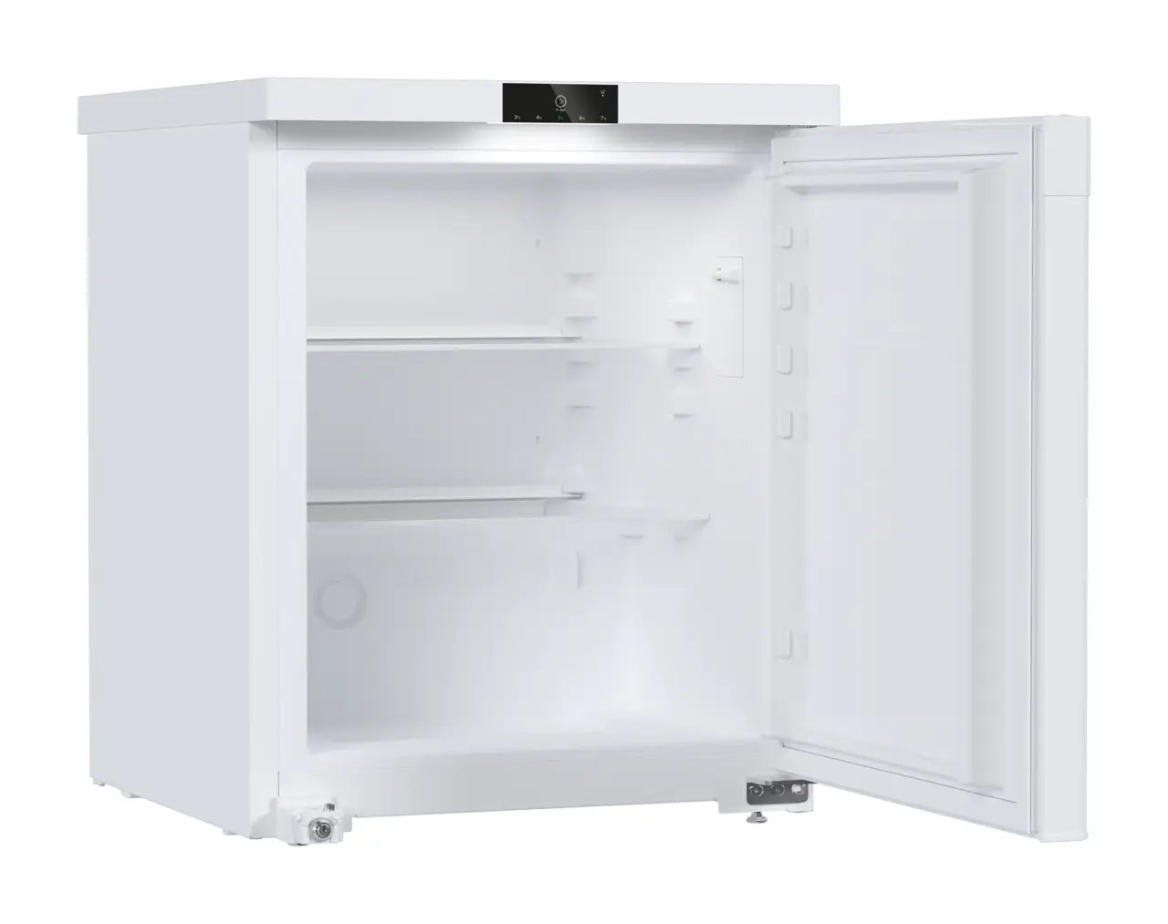 Obraz produktu, Perspektywa: Pod kątem, otwarte, puste, Zamrażarka laboratoryjna z chłodzeniem statycznym, Kolor obudowy: Biała, Kolor drzwi: Biała