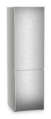 Product image, Perspective: oblique closed, Combined fridge-freezers with EasyFresh and NoFrost, Casing colour: silver, Door colour: Steelfinish
