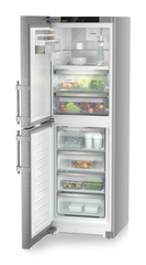 Product image, Perspective: oblique open decorated, Fridge-freezer with BioFresh and NoFrost, Casing colour: silver, Door colour: stainless steel