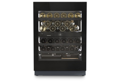 Изображение на продукта, Перспектива: Отпред, затворен, отворен с продукти, Хладилник за вино, подходящ за монтаж под плота, за темпериране на вино, Цвят на корпуса: Антрацит