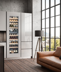 Product image, Perspective: milieu, Built-in multi-temperature wine cabinet, Casing colour: silver, Door colour: silver