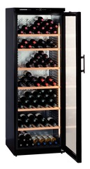 Product image, Perspective: oblique open decorated, Wine storage cabinet, Casing colour: black, Door colour: black