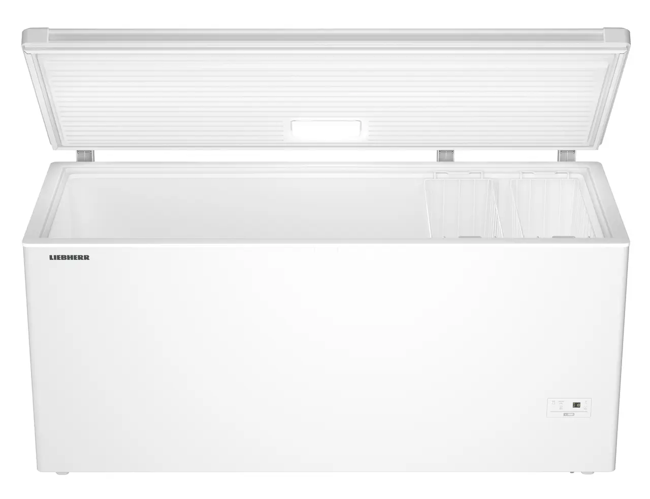 Image de produit, Perspective: Droit ouvert vide, Congélateur coffre, Couleur de l’habillage: blanc, Couleur de porte: blanc