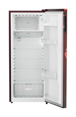 Product image, Perspective: straight open empty, Single-door refrigerator 222 l in 3 star with VegFresh box, Casing colour: red, Door colour: Red Divine