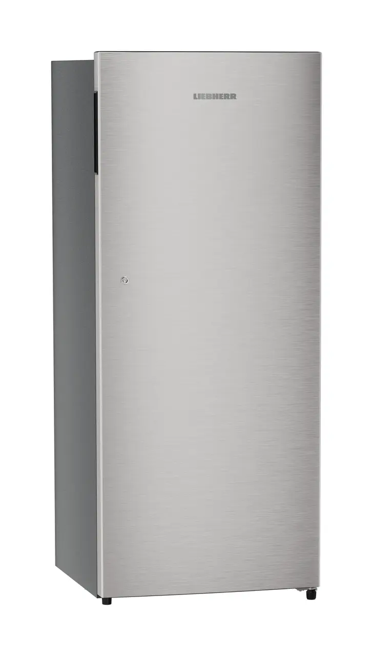 Product image, Perspective: oblique closed, Single-door refrigerator 222 l in 3 star with VegFresh box, Casing colour: grey, Door colour: Stainless Steel