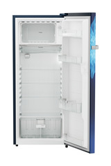 Product image, Perspective: straight open empty, Single-door refrigerator 222 l in 3 star and horizontal handle, Casing colour: blue, Door colour: Blue Mystiq