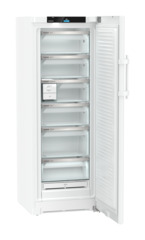 Product image, Perspective: oblique open empty, Freestanding freezer with NoFrost and EasyTwist-Ice, Casing colour: white, Door colour: white