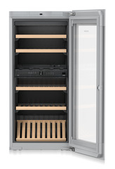 Product image, Perspective: straight open empty, Built-in multi-temperature wine cabinet, Casing colour: silver, Door colour: white