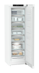 Product image, Perspective: oblique open decorated, Freestanding freezer with NoFrost, Casing colour: white, Door colour: white