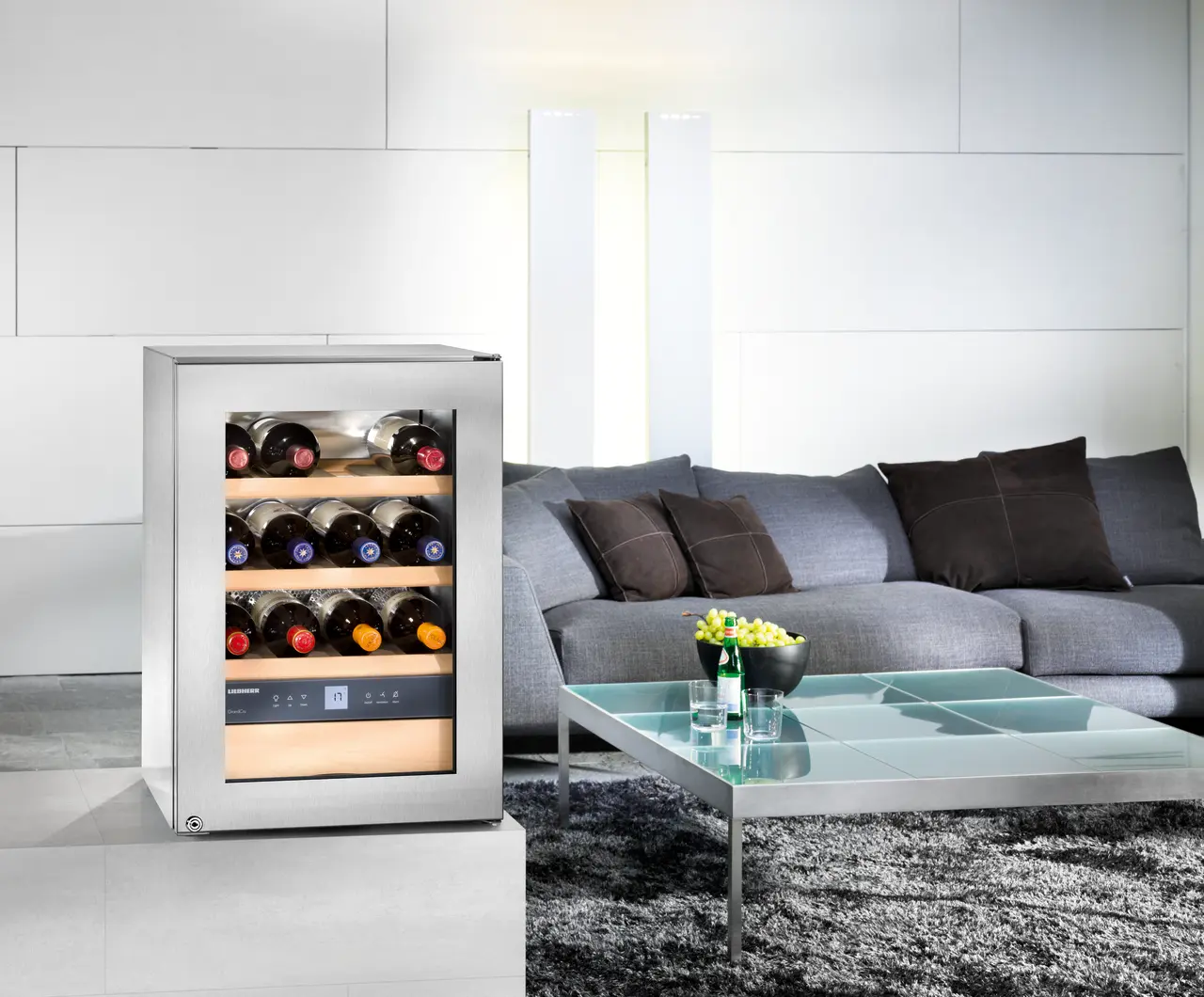 Product image, Perspective: milieu, Wine storage cabinet, Casing colour: stainless steel, Door colour: silver