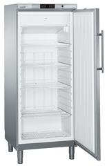 Product image, Perspective: oblique open empty, Freestanding freezer with NoFrost, Casing colour: stainless steel