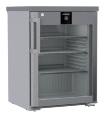 Imagine produs, Perspectivă: Înclinat, închis, gol, Frigider amplasabil sub suprafaţa de lucru cu răcire cu aer de circulaţie, Culoarea carcasei: Inox, Culoarea ușii: Inox