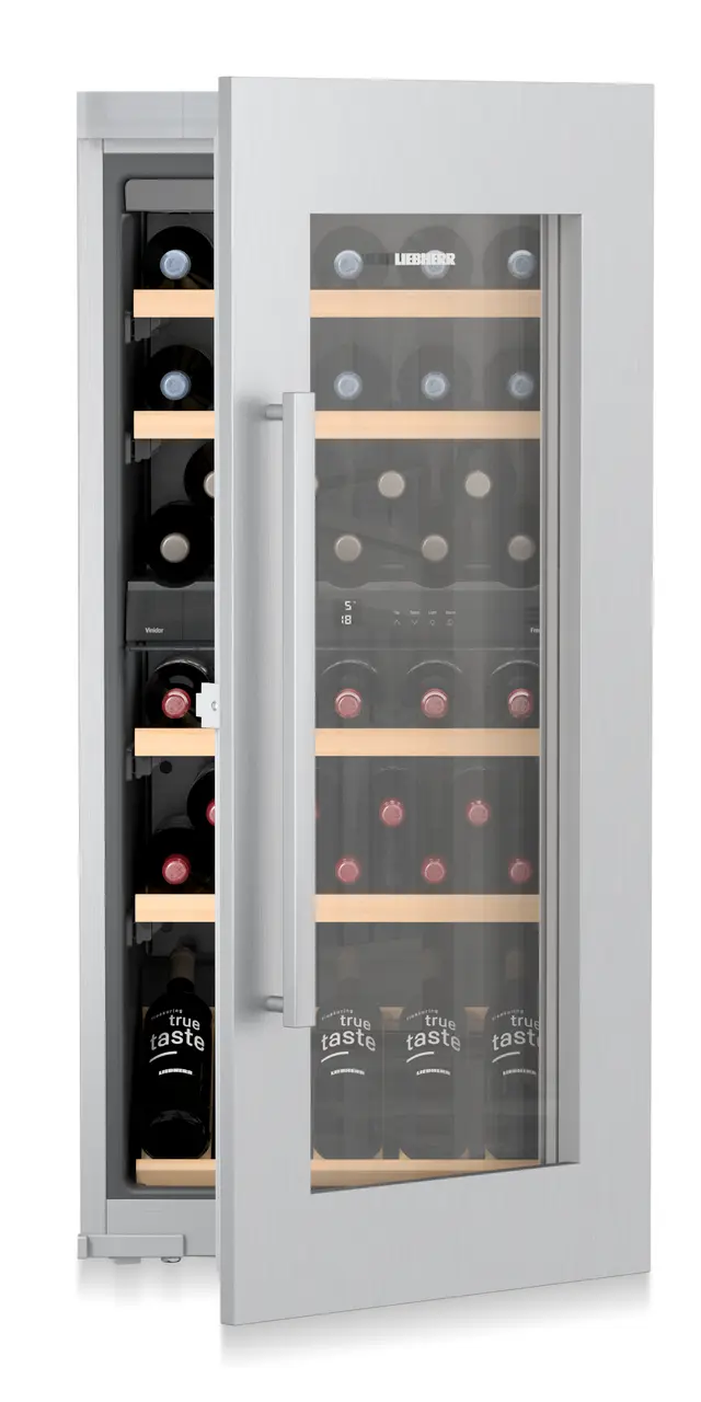 Product image, Perspective: special form, Built-in multi-temperature wine cabinet, Casing colour: silver, Door colour: silver