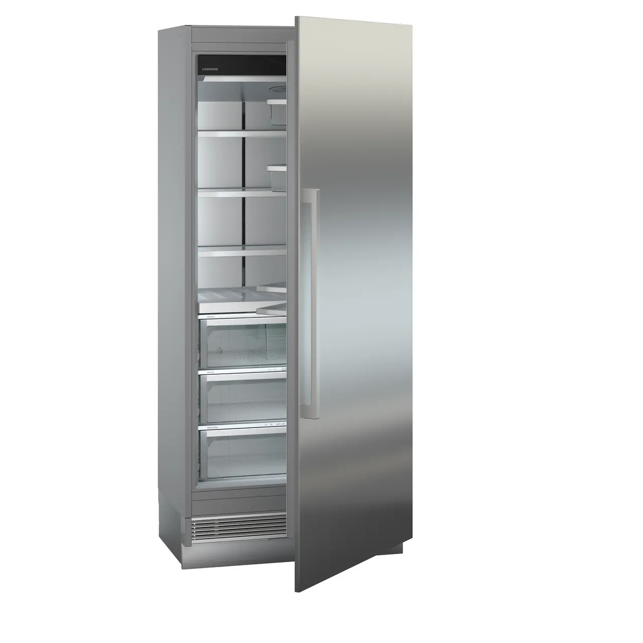 Product image, Perspective: oblique half-open empty, Refrigerator with BioFresh for integrated use, Casing colour: grey