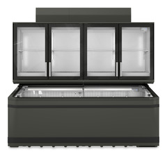 Produkt-Bild, Perspektive: gerade geschlossen leer, Supermarkt-Freezer-Top, Gehäusefarbe: Grau