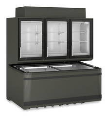 Produkt-Bild, Perspektive: schräg geschlossen leer, Supermarkt-Freezer-Top, Gehäusefarbe: Grau