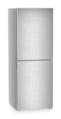 Product image, Perspective: oblique closed, Combined fridge-freezers with EasyFresh and NoFrost, Casing colour: silver, Door colour: Steelfinish