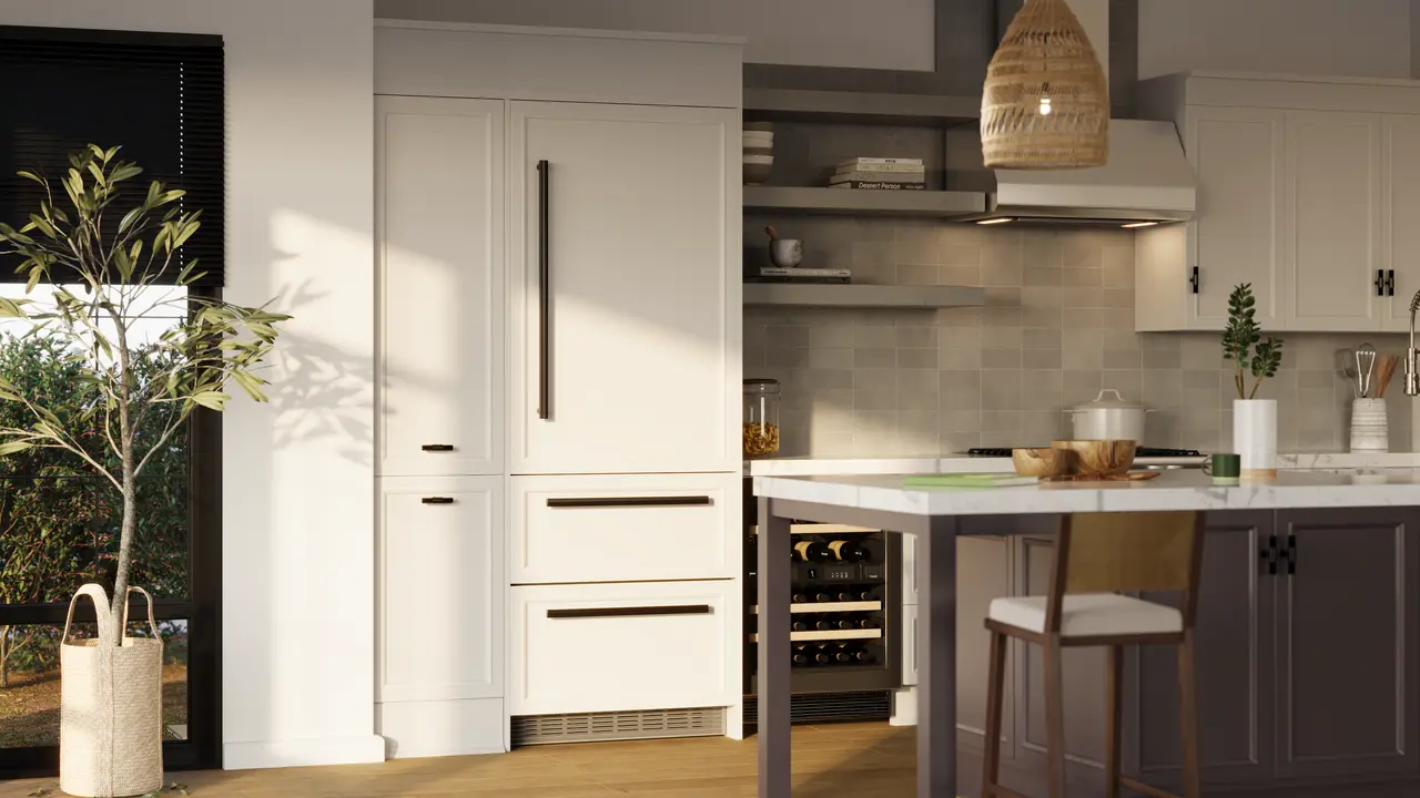 Product image, Perspective: milieu, Combined refrigerator-freezer with BioFresh and NoFrost for integrated use, Casing colour: Anthracite