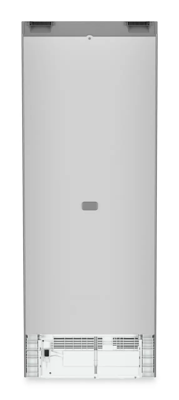 Product image, Perspective: back side, Combined fridge-freezers with EasyFresh and NoFrost, Casing colour: silver, Door colour: stainless steel