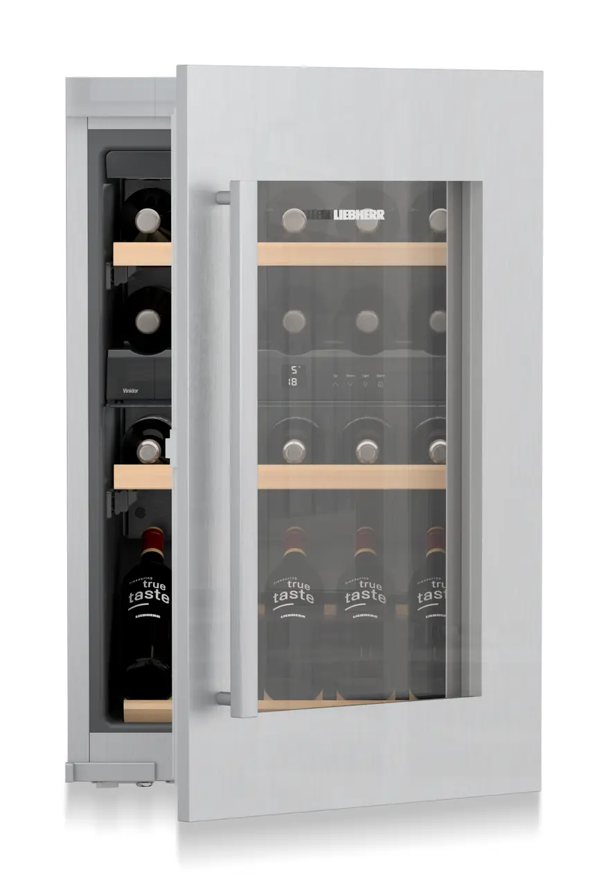 Product image, Perspective: special form, Built-in multi-temperature wine cabinet, Casing colour: silver, Door colour: silver