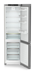 Product image, Perspective: straight open empty, Combined fridge-freezers with EasyFresh and NoFrost, Casing colour: silver, Door colour: Steelfinish