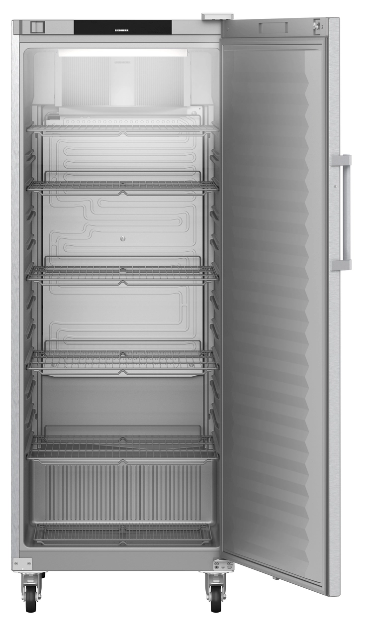 Product image, Perspective: straight open empty, Forced-air refrigerator, Casing colour: stainless steel, Door colour: stainless steel
