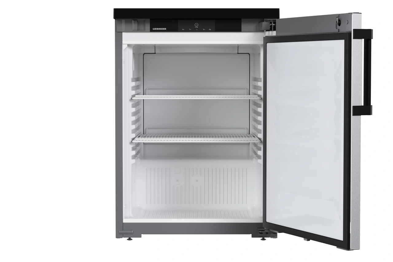 Product image, Perspective: straight open empty, Forced-air under-worktop appliance, Casing colour: grey, Door colour: stainless steel