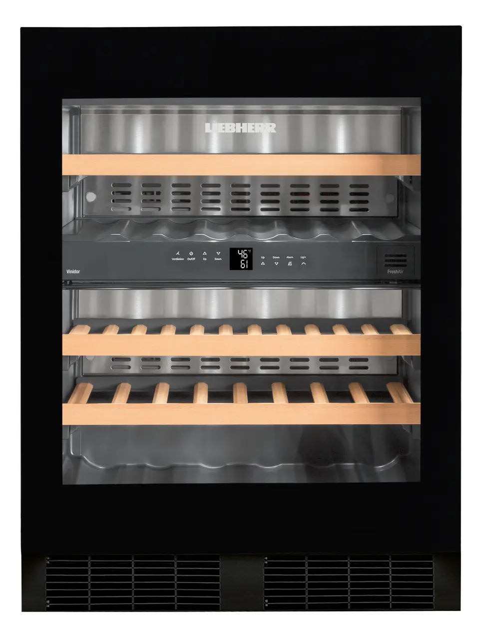 Product image, Perspective: straight closed empty, Built-under multi-temperature wine cabinet, Casing colour: silver, Door colour: GlassBlack