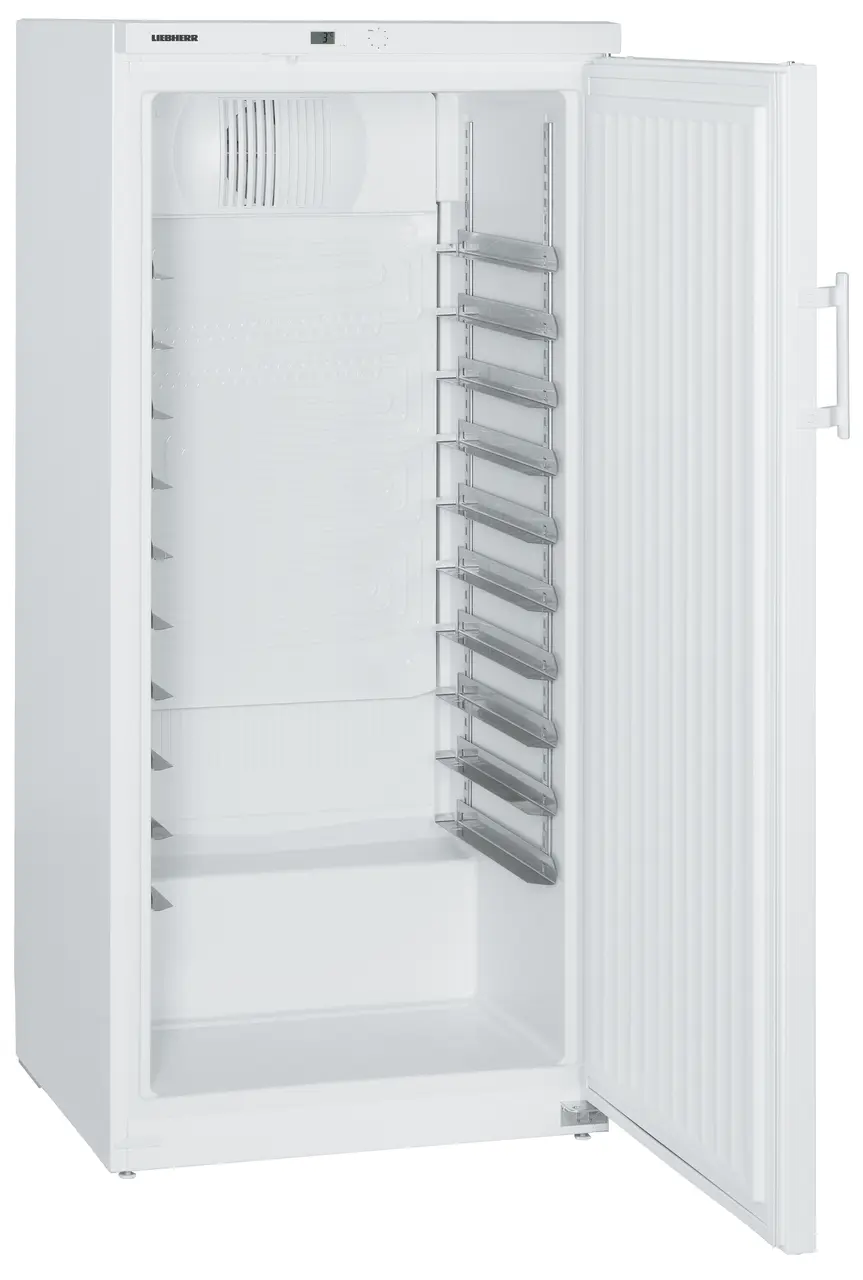 Product image, Perspective: oblique open empty, Forced-air bakery standard refrigerator, Casing colour: white