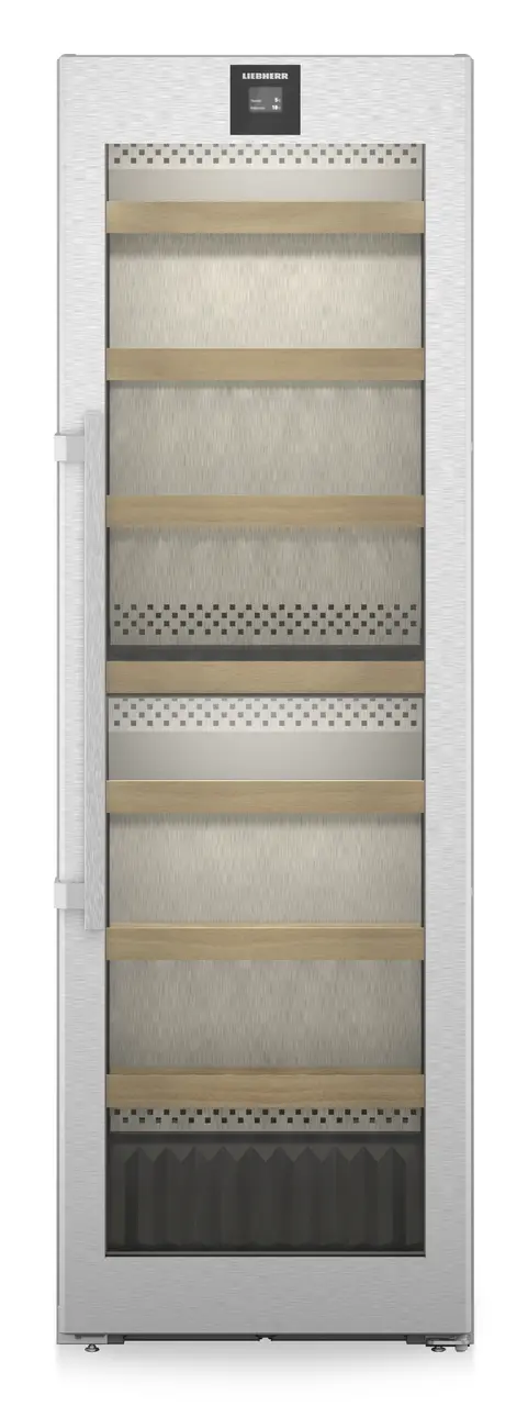 Product image, Perspective: straight closed empty, Multi-temperature wine cabinet, Casing colour: silver, Door colour: stainless steel