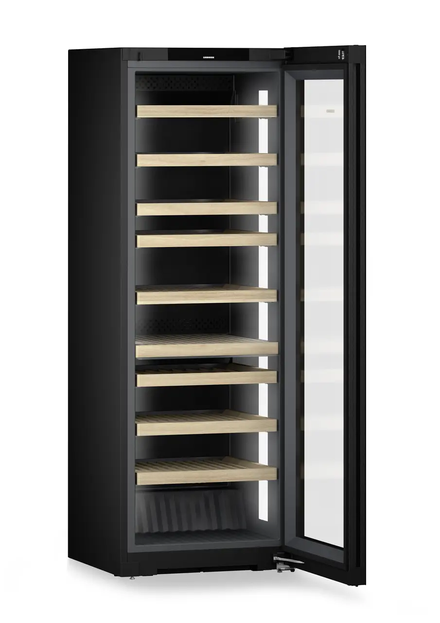 Obrázek výrobku, Perspektiva: Zešikma otevřený prázdný, Temperovaná chladnicka na víno