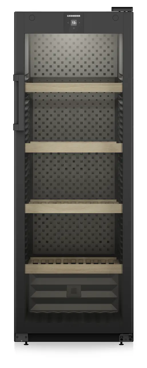 Product image, Perspective: straight closed empty, Wine storage cabinet, Casing colour: black, Door colour: black