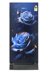 Product image, Perspective: straight closed, Single-door fridge , 222 l in 2 star with foot pedal base drawer, Casing colour: blue, Door colour: Blue Rosette