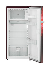 Product image, Perspective: straight open empty, Single-door refrigerator 191 l in 3 star and horizontal handle, Casing colour: red, Door colour: Red Mystiq