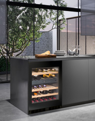 Product image, Perspective: milieu, Built-under multi-temperature wine cabinet, Casing colour: silver, Door colour: GlassBlack